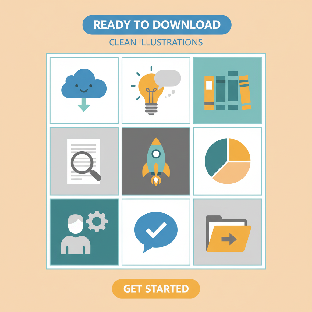 A clean grid of finished illustrations ready to download