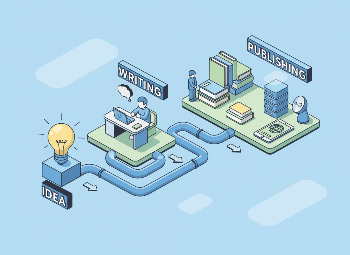 Isometric illustration style — a content pipeline